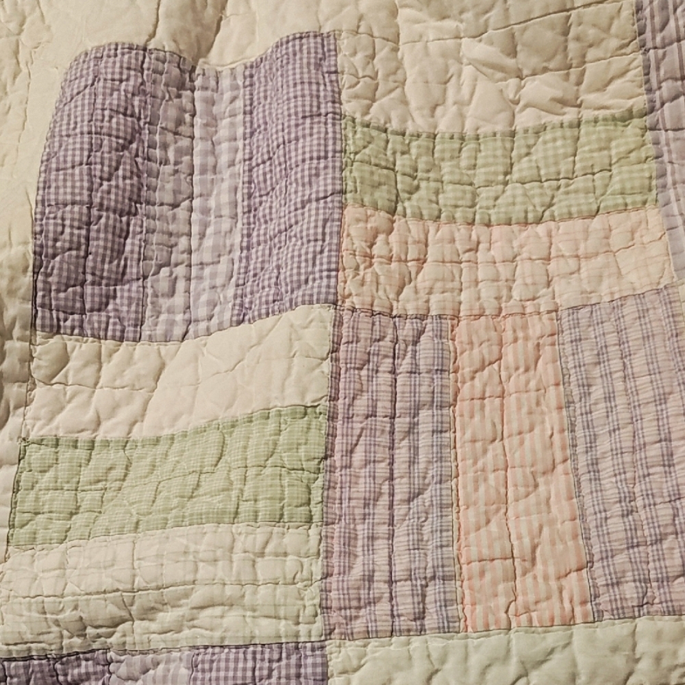 Pottery Barn Kids Purple and Green Quilted Bedding
